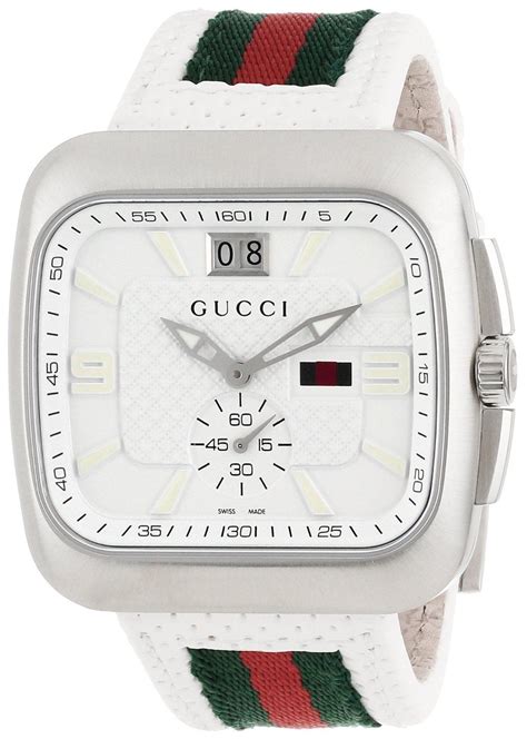 striped gucci watch white leather|Gucci watches original price.